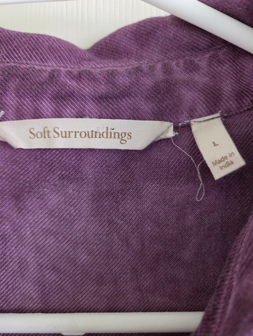 Soft Surroundings Dress Purple Pigment Wash Shirt Dress Pintuck Tunic Boho L - Picture 2 of 10